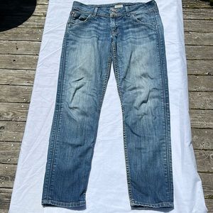 Hudson Jeans Collin Mid-Rise Skinny Crop light indigo distressed back pockets 27